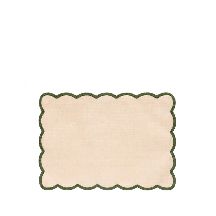 'Lola' Placemat with Scalloped Edge in Green, 35 x 50cm