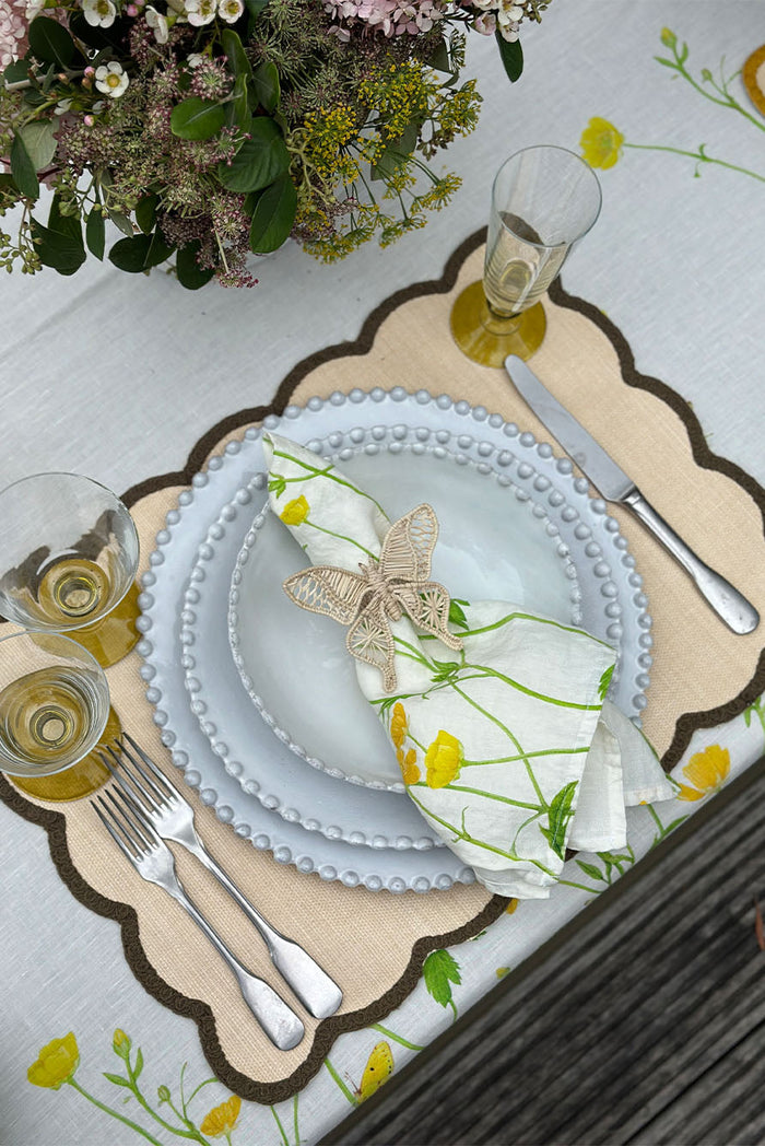 'Lola' Placemat with Scalloped Edge in Green, 35 x 50cm