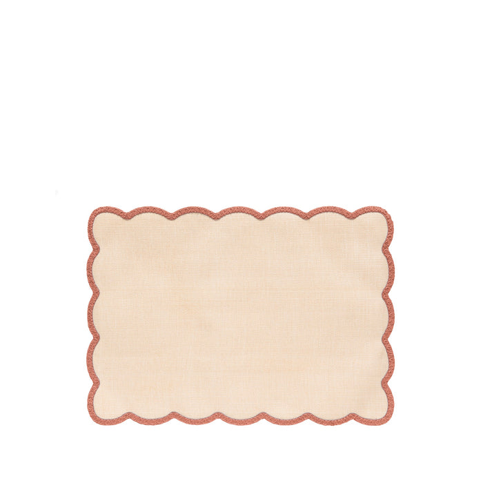 'Lola' Placemat with Scalloped Edge in Pink, 35 x 50cm