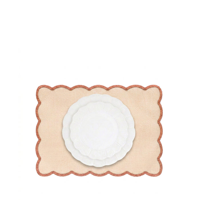 'Lola' Placemat with Scalloped Edge in Pink, 35 x 50cm