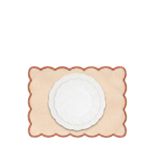 'Lola' Placemat with Scalloped Edge in Pink, 35 x 50cm