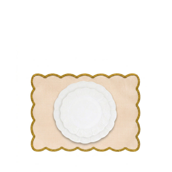 'Lola' Placemat with Scalloped Edge in Yellow, 35 x 50cm