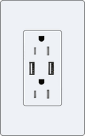 Lutron CAR-15-UBTR Designer Style (Gloss) 15A Dual USB Port, Tamper Resistant Receptacle - Ready Wholesale Electric Supply and Lighting