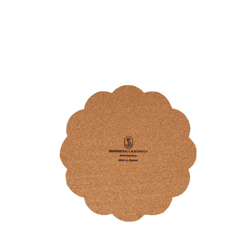 'Marble Fan' Scalloped Cork-backed Placemat, 34cm