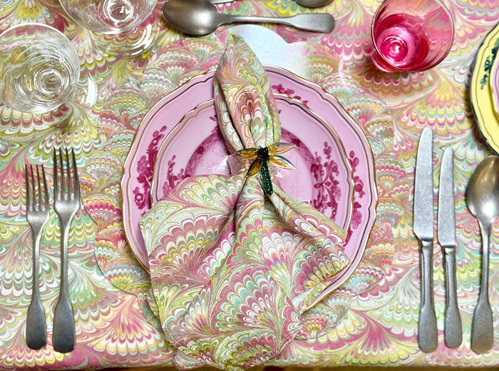 'Marble Fan' Scalloped Cork-backed Placemat, 34cm