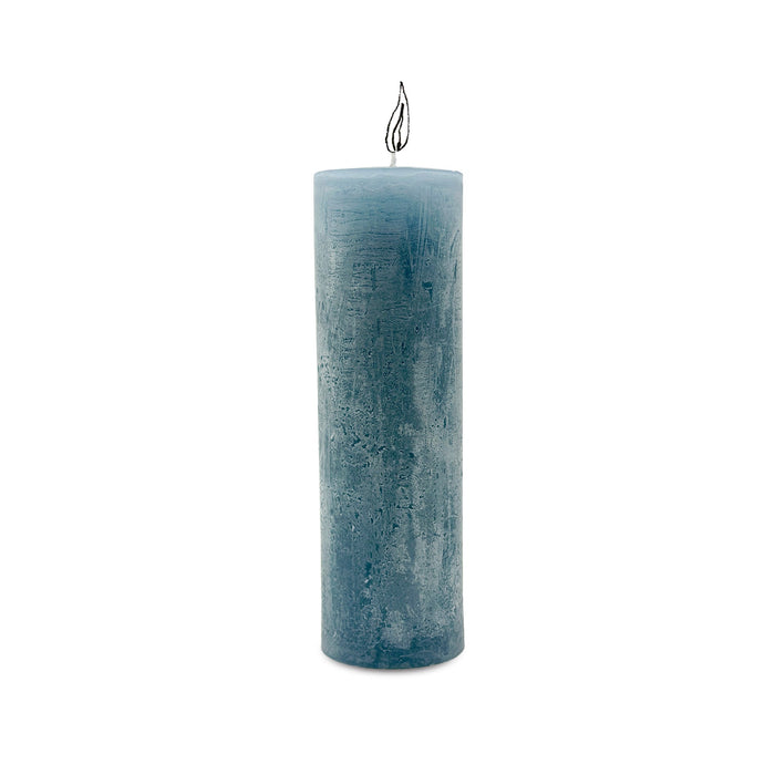 Melting Wax Effect Blue Pillar Candle, 22cm