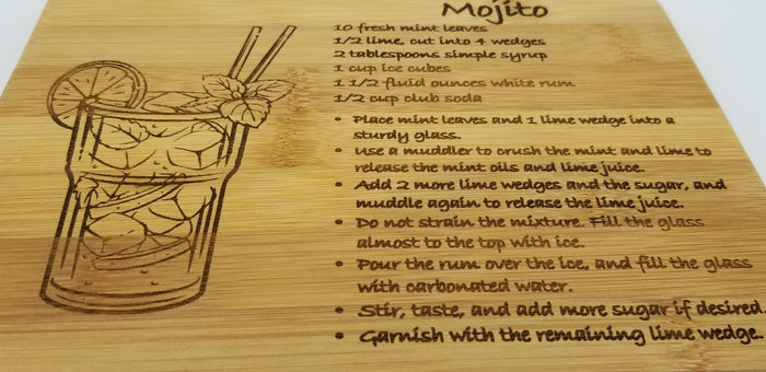 Mojito drink recipe bamboo cutting board - Altered Goods