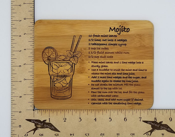 Mojito drink recipe bamboo cutting board - Altered Goods