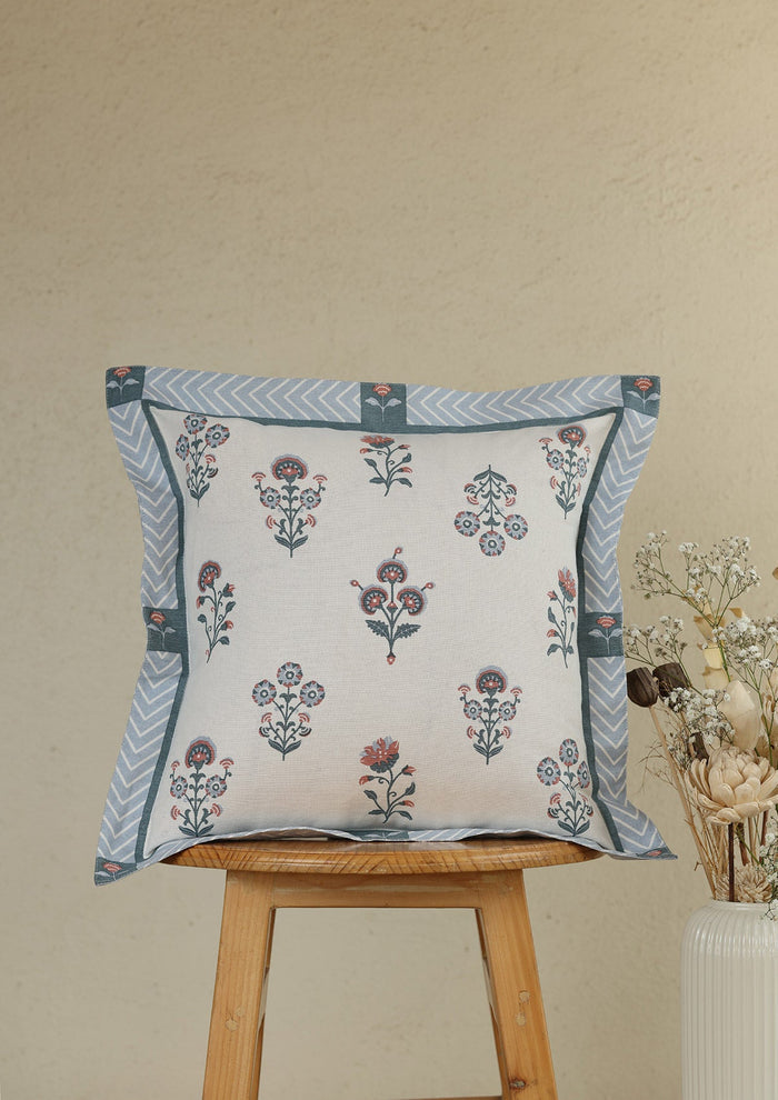 Montrose Blue | Printed Floral |100% Cotton Cushion Cover For Sofa