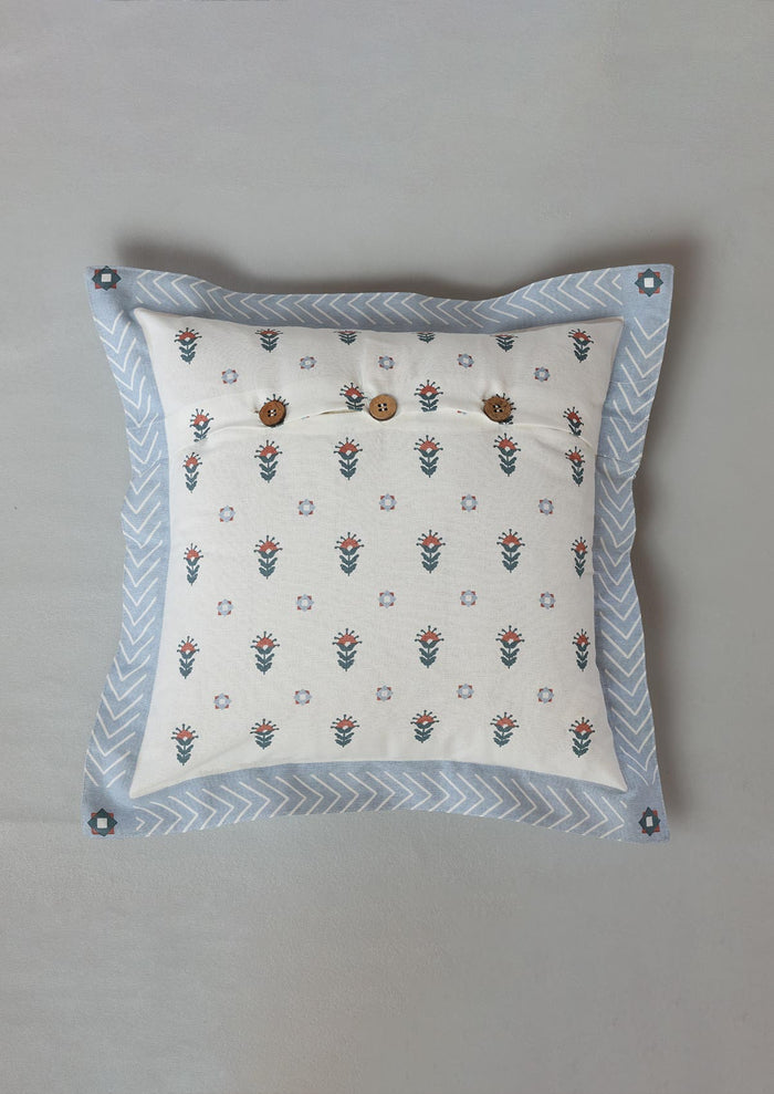 Montrose Blue | Printed Floral |100% Cotton Cushion Cover For Sofa