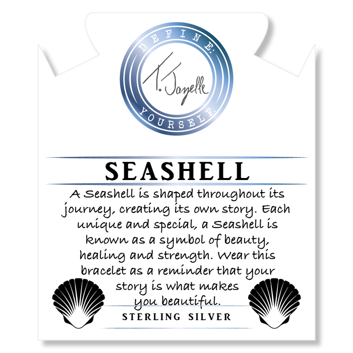 Multi Amazonite Stone Bracelet with Seashell Sterling Silver Charm