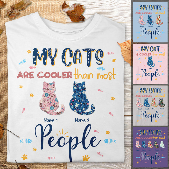 My Cat Is Cooler Than Most People - Floral Print Cat - Personalized Cat T-shirt