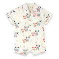 Nautical Crab Collar & Button Baby Romper (Organic Muslin)