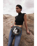 Night Gaze Hand-tooled Round Bag