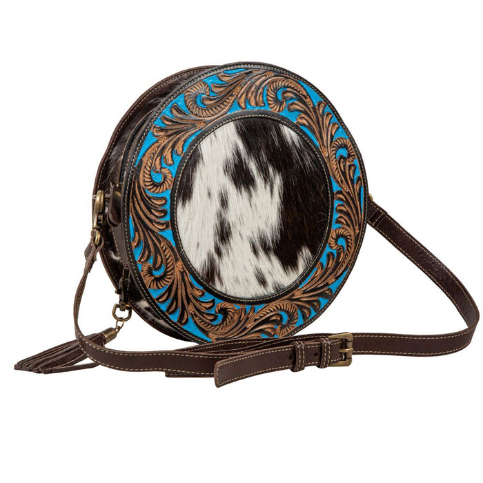 Night Gaze Hand-tooled Round Bag