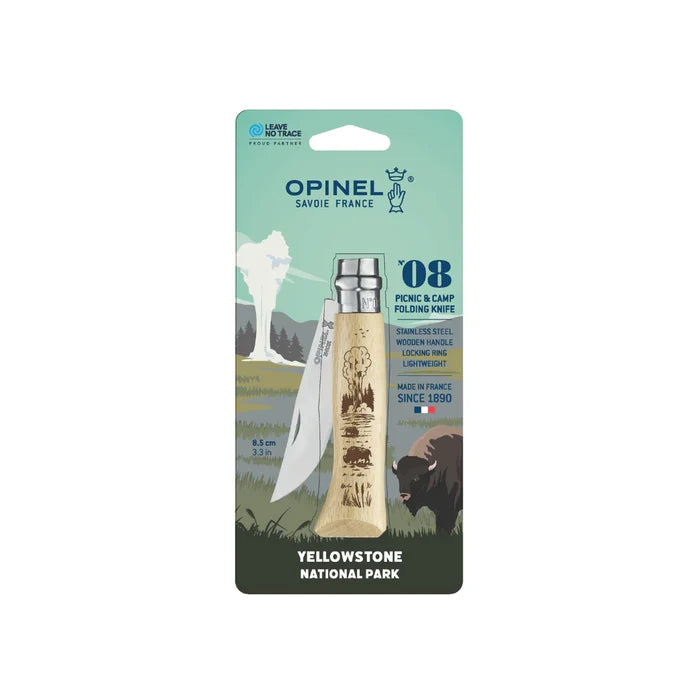 Opinel N°8 Stainless Steel Pocket Knife: National Parks Collection, Yellowstone