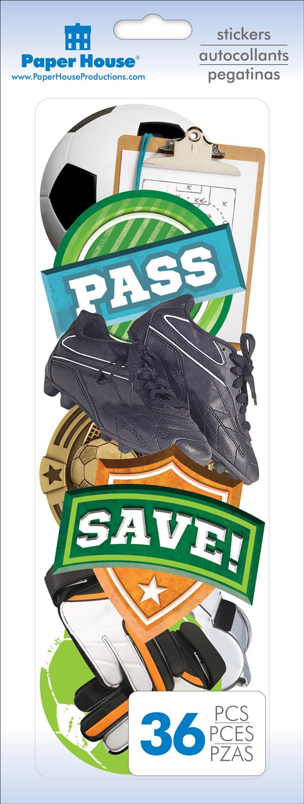 Paper House Soccer 36 Piece Die-Cut Stickers - SCRAPBOOKFARE