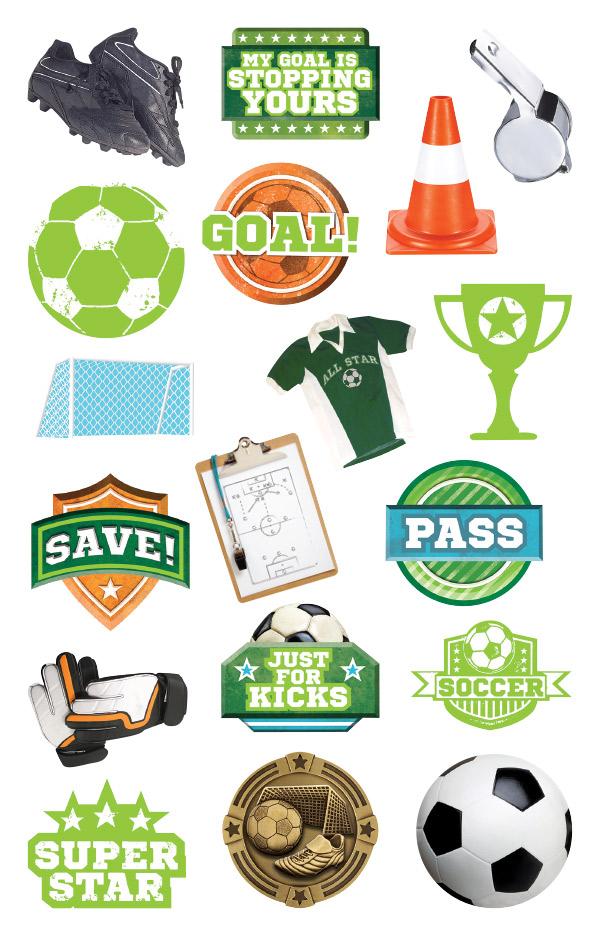 Paper House Soccer 36 Piece Die-Cut Stickers - SCRAPBOOKFARE