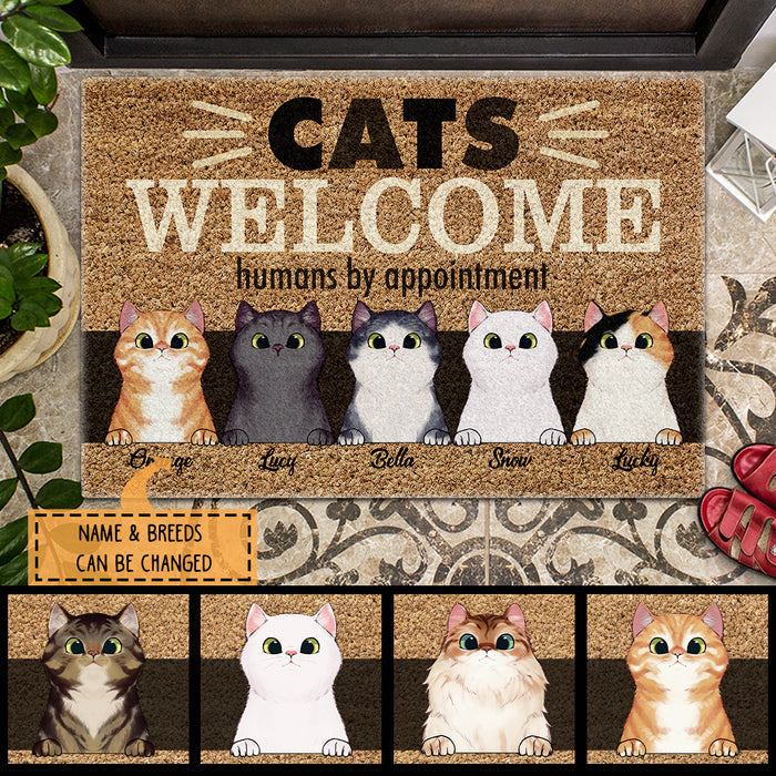 Pawzity Personalized Doormat, Gifts For Cat Lovers, Cats Welcome Humans By Appointment Outdoor Door Mat