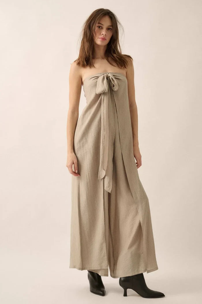 Peaceful Days Tonal-Stripe Two-Way Tulip Jumpsuit - ShopPromesa