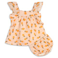 Pineapple Ruffle Sleeve Baby Dress + Bloomer (Organic Muslin)