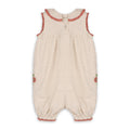 Poppy Floral Embroidered Sleeveless Baby Romper (Natural Linen Blend)