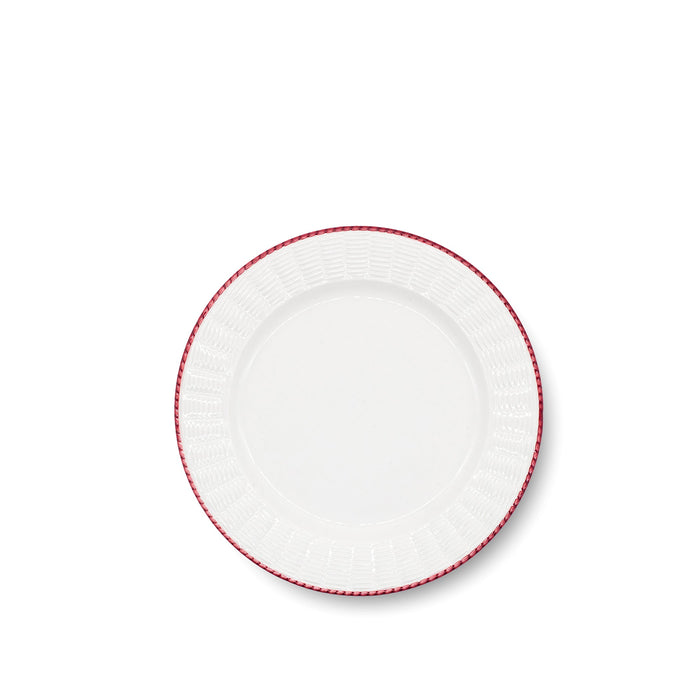 Rattan Effect Hand-Painted Brushed Bordeaux Dinner Plate, 27cm