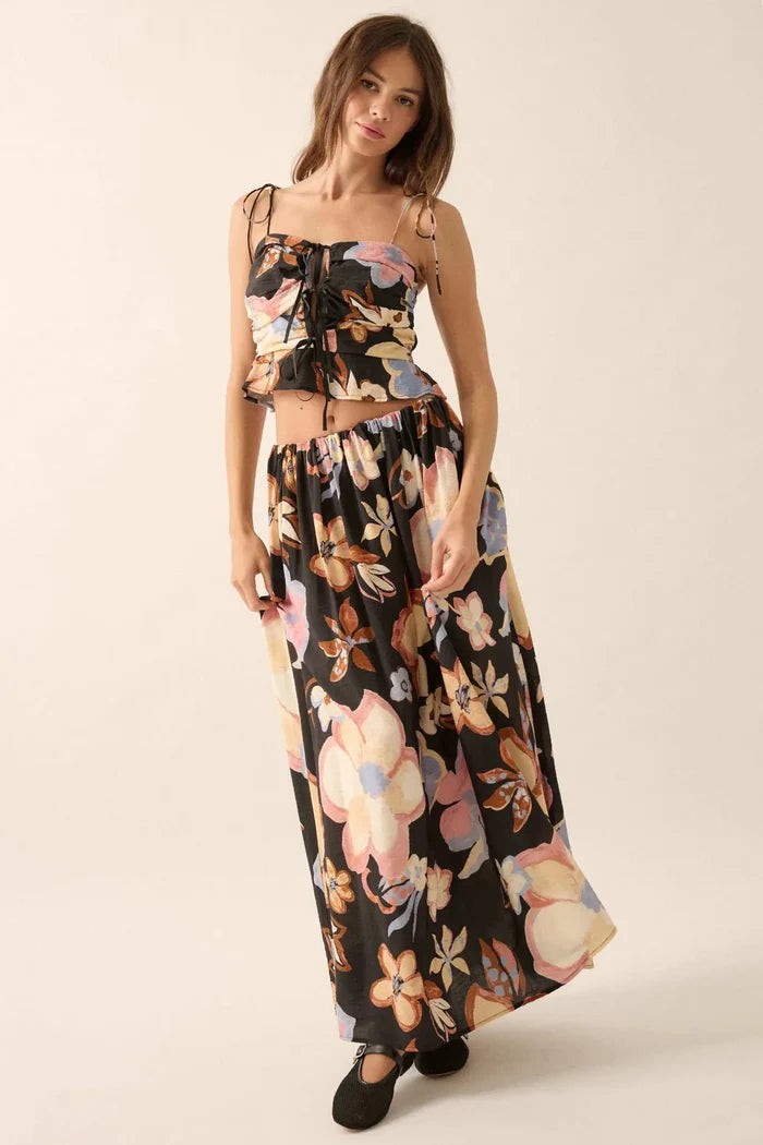 Ready to Grow Textured Floral-Print Maxi Skirt - ShopPromesa