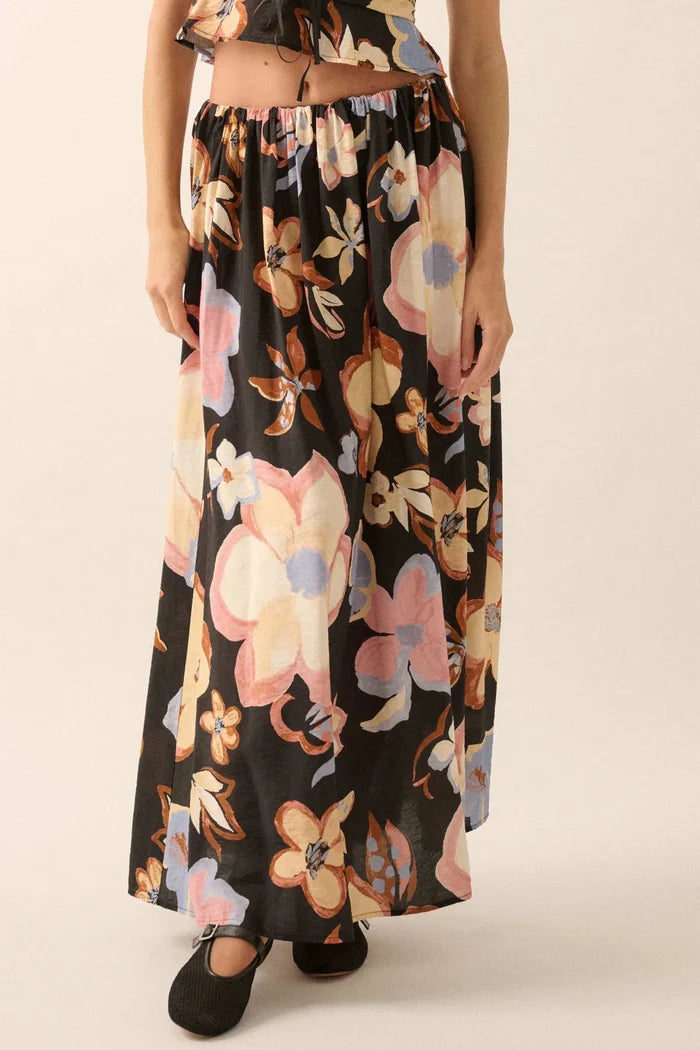 Ready to Grow Textured Floral-Print Maxi Skirt - ShopPromesa