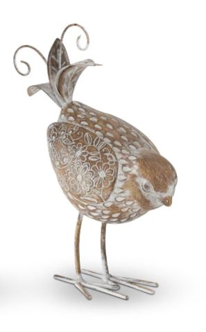 Resin & Metal Floral Wing Bird