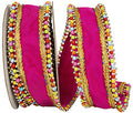 Ribbon - Beaded Candy Edge Deluxe Wired Edge, Fuchsia, 2-1/2 Inch, 5 Yards