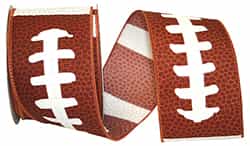 Ribbon - Football Pigskin Wired Edge Rd, Brown, 2-1/2 Inch, 10 Yards