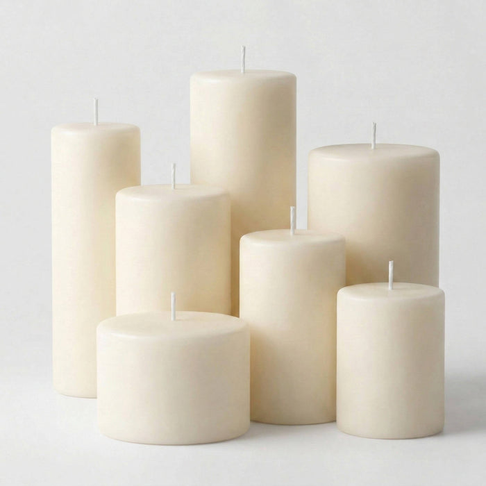 Richland Pillar Candles 3"x3", 3"x6" & 3"x9" Light Ivory Set of 3
