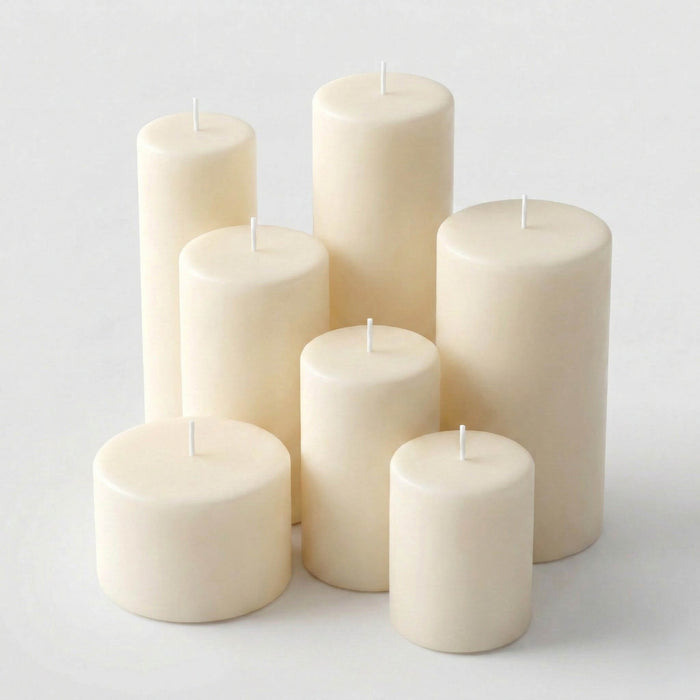 Richland Pillar Candles 3"x3", 3"x6" & 3"x9" Light Ivory Set of 3