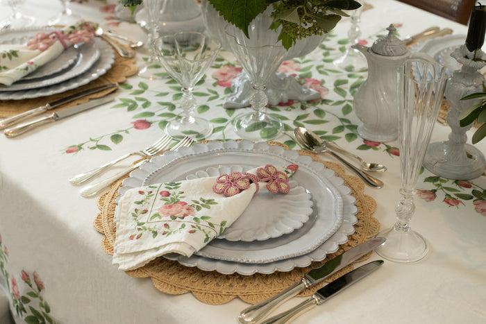 'Rose Trellis' Linen Napkin, 50x50cm