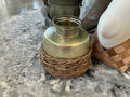 Sage Mercury Glass Vase with Woven Basket 11"