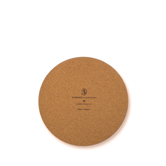 S&B x John Derian 'Peacock' Round Cork-Backed Placemat, 34cm