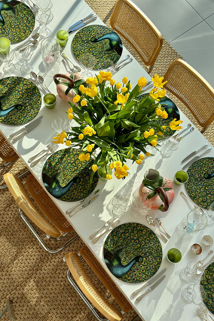 S&B x John Derian 'Peacock' Round Cork-Backed Placemat, 34cm