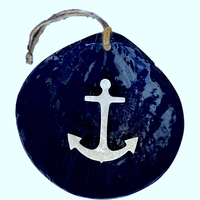 Scallop Shell - Navy Anchor