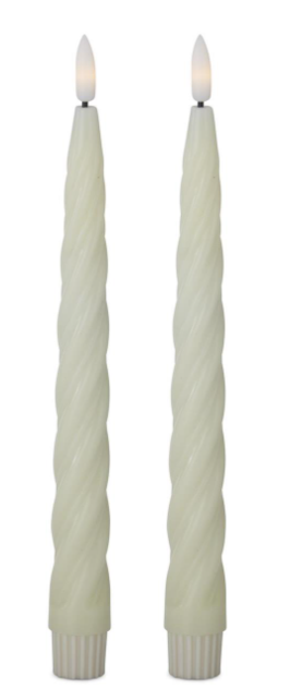 Set of 2 9.75 Inch Spiral LED Taper Candles
