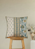 Siri Teal | Printed Floral | 100% Cotton Cushion Cover For Sofa