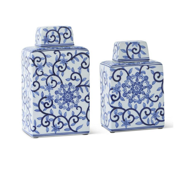 Small Blue & White Floral Container with Lid
