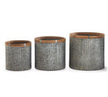 Small Tin Planter with Wooden Edges