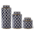 Small White & Blue with Gold Scallops Jar