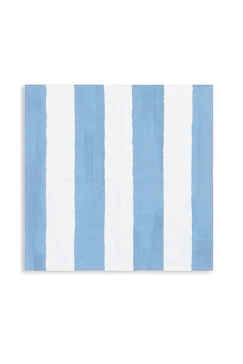 'Stripe' Linen Napkin in White & Pale Blue, 50x50cm