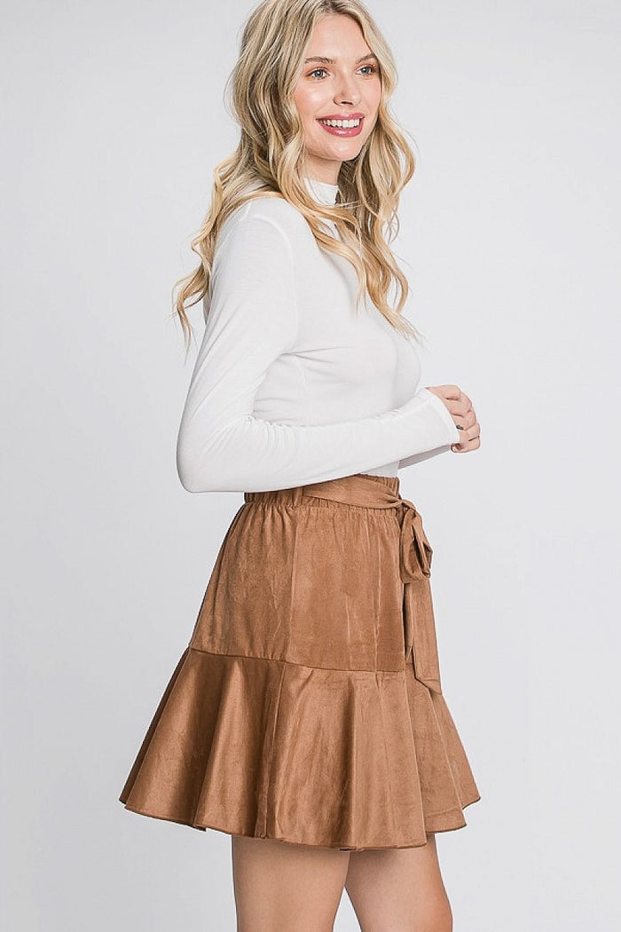 Suede Layard Skort with Self Tie
