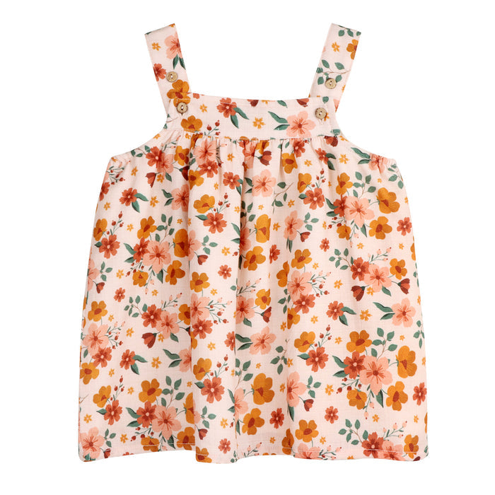 Summer Floral Baby Sundress + Bloomer Set (Organic Muslin)