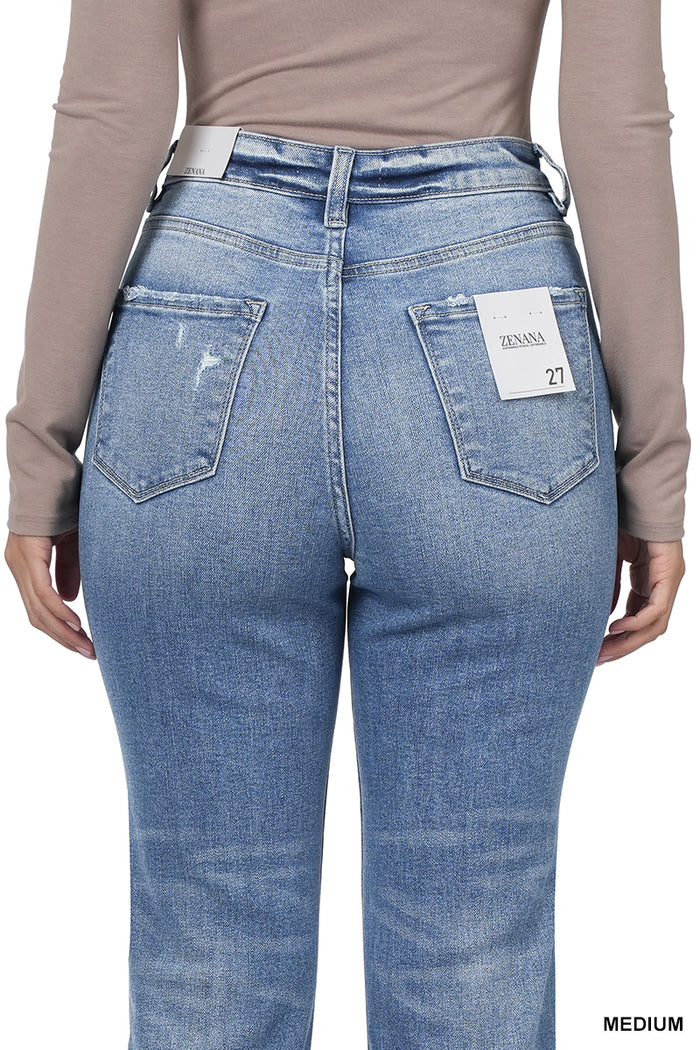 Super High Rise Raw Edge Cuffed Denim