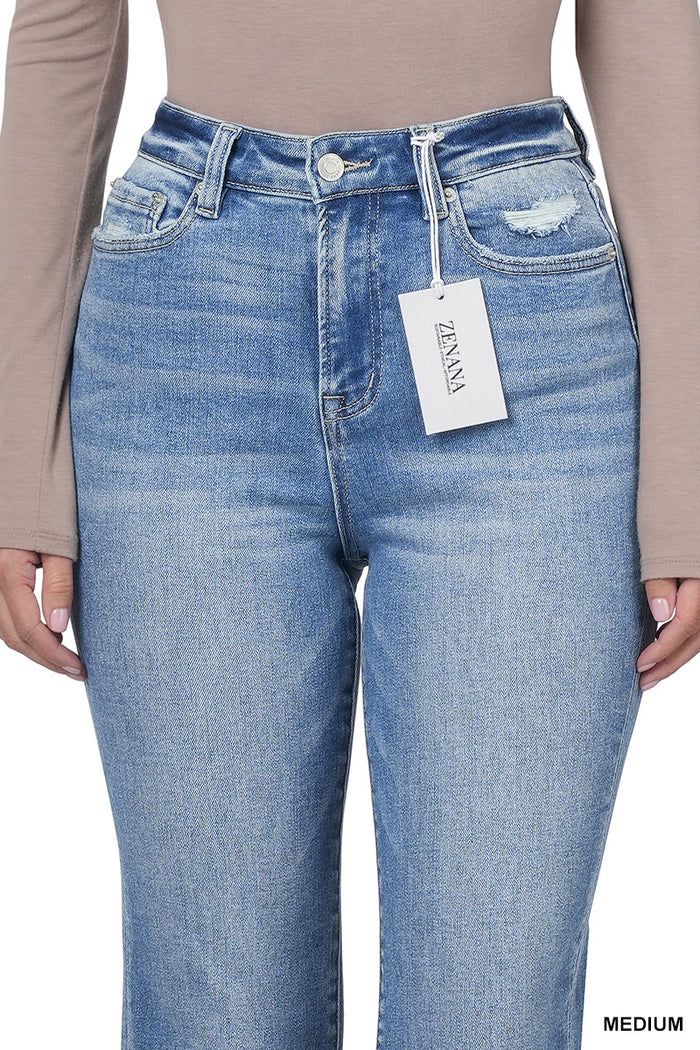 Super High Rise Raw Edge Cuffed Denim