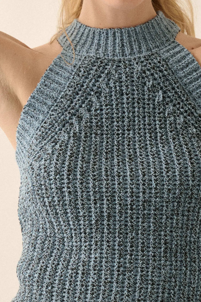 Take It Slow Rib-Knit Halter Sweater Tank Top - ShopPromesa